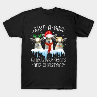 Just A Girl Who Loves Goats And Christmas T-Shirt